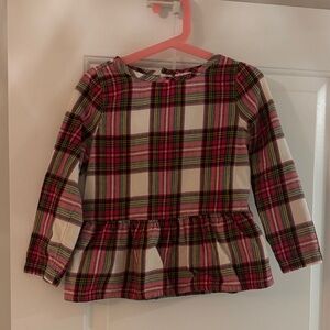 WORN ONCE Hanna Andersson Girls Plaid Cotton Blouse Size 5
